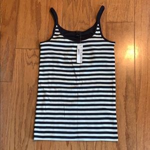J. Crew navy striped tank with built in bra